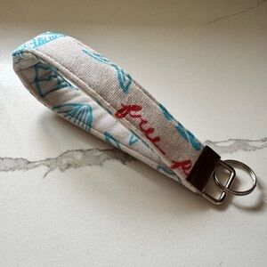 Handmade Upcycled Free People Keychain Wristlet Wave Sun Seashells